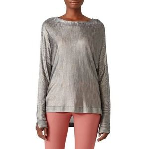 Halston Heritage Foil Gunmetal Sweater S Boat Neck